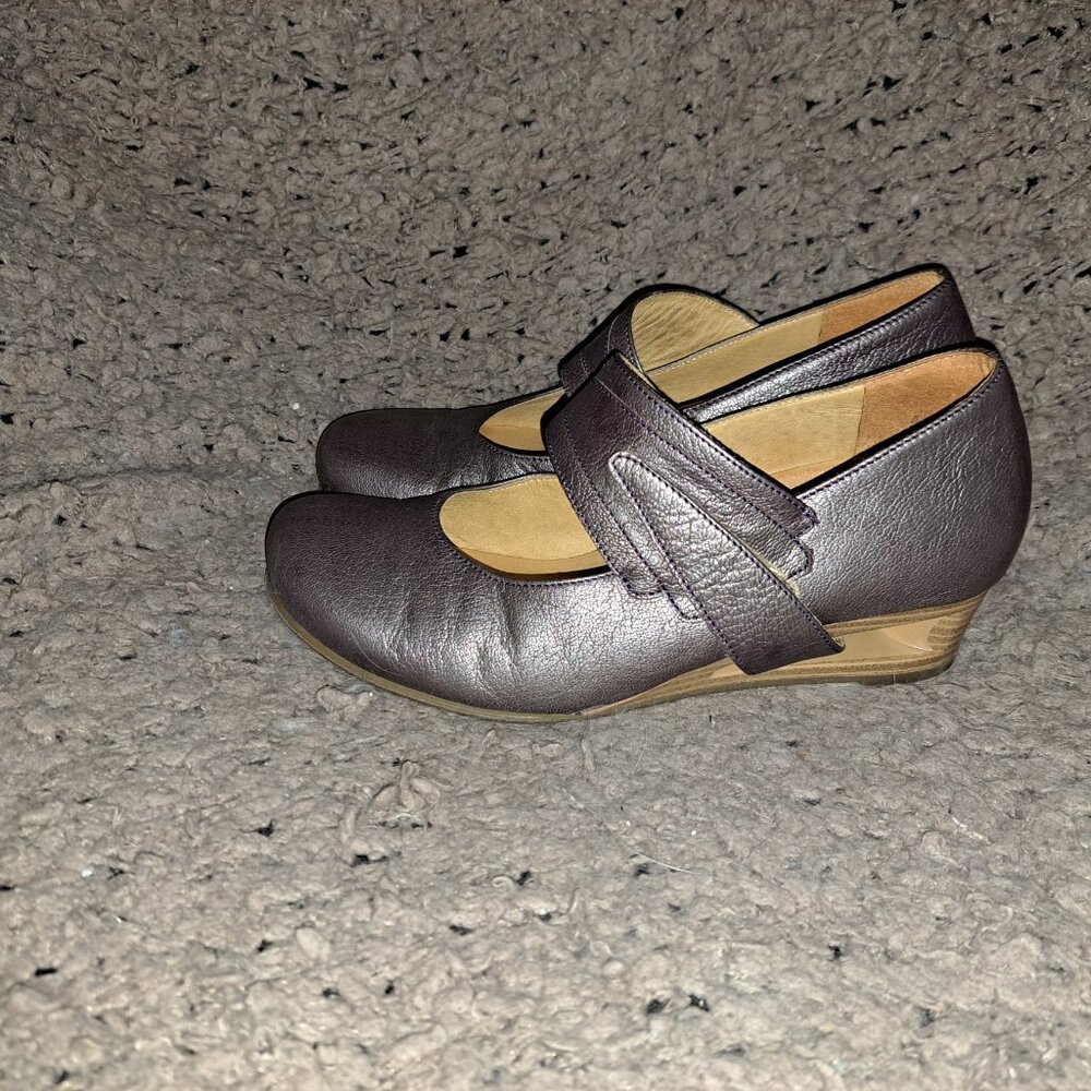 THERESIA M.-Metallic Leather Mary Janes-Strap/Heel-Size 4.5UK/6.5US-Near Mint - Picture 2 of 9